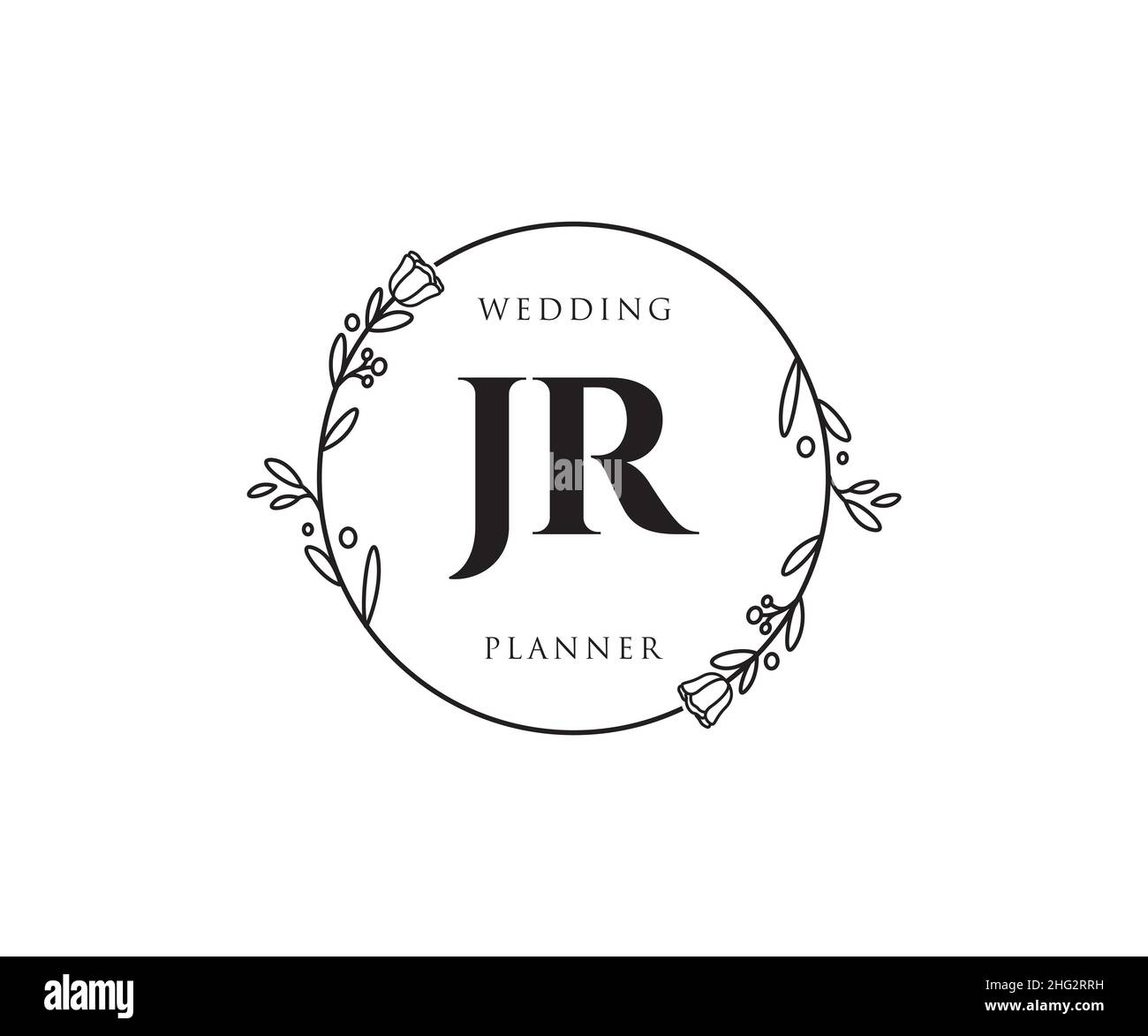 JR feminine logo. Usable for Nature, Salon, Spa, Cosmetic and Beauty Logos. Flat Vector Logo Design Template Element. Stock Vector