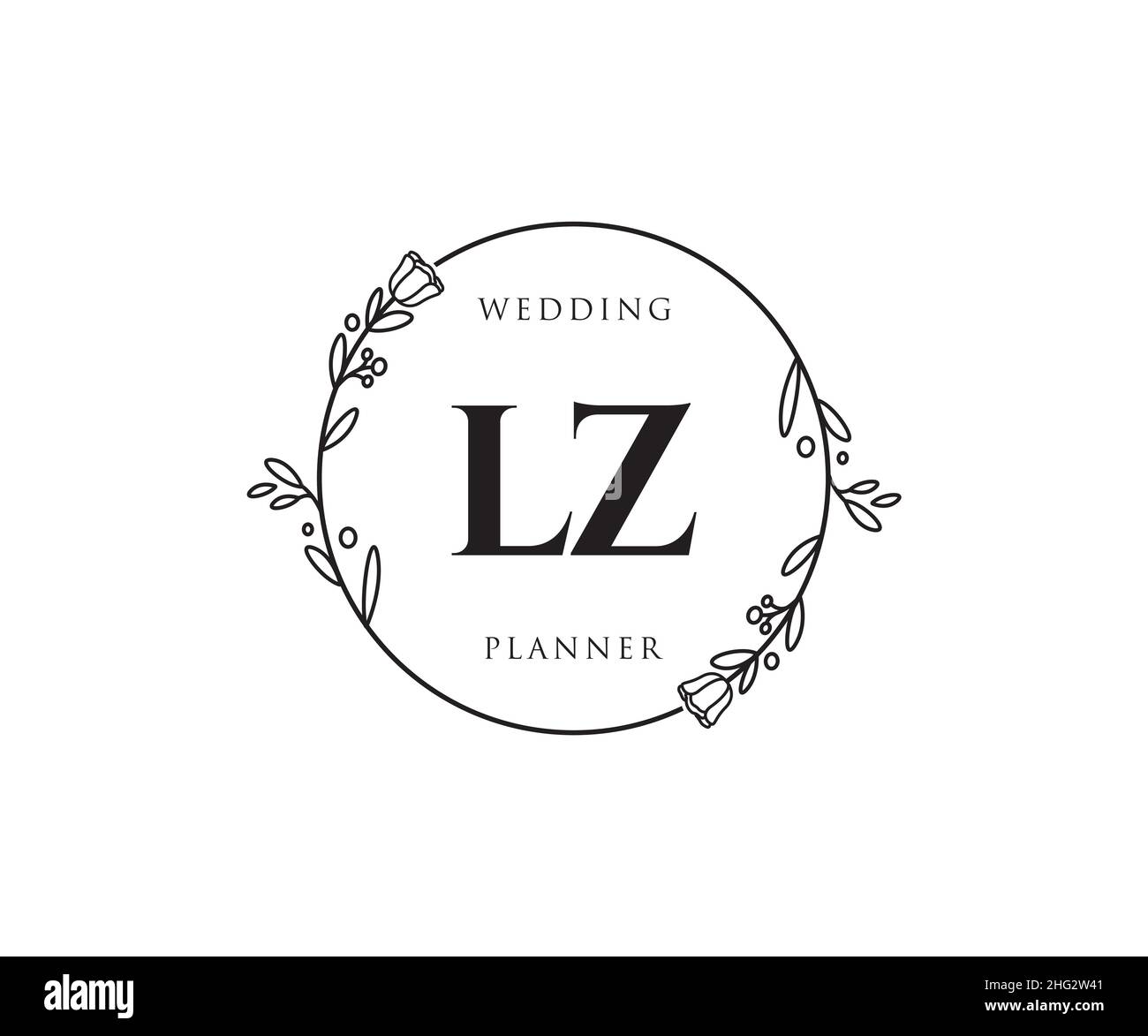 LZ feminine logo. Usable for Nature, Salon, Spa, Cosmetic and Beauty Logos. Flat Vector Logo Design Template Element. Stock Vector