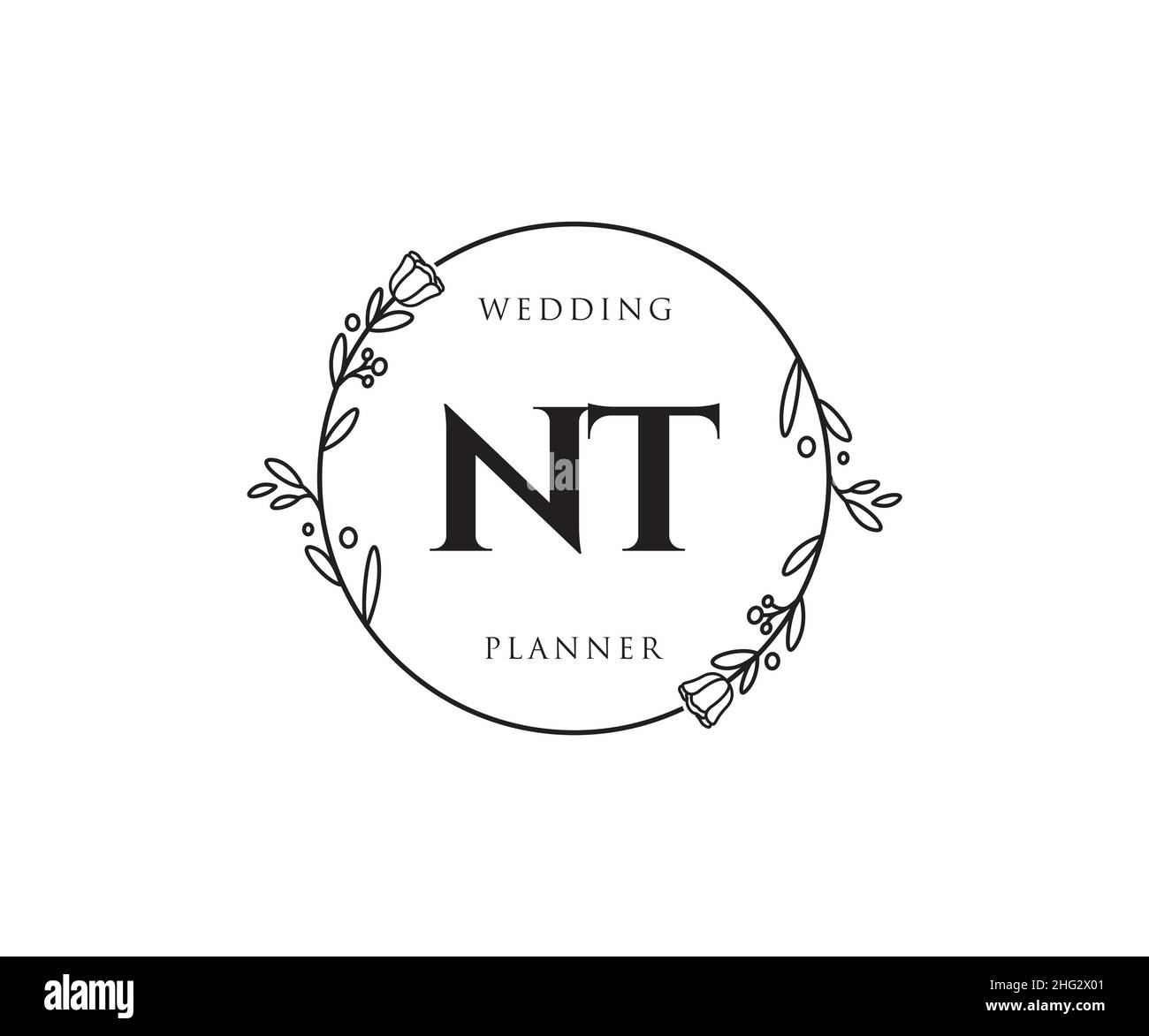 NT feminine logo. Usable for Nature, Salon, Spa, Cosmetic and Beauty Logos. Flat Vector Logo Design Template Element. Stock Vector