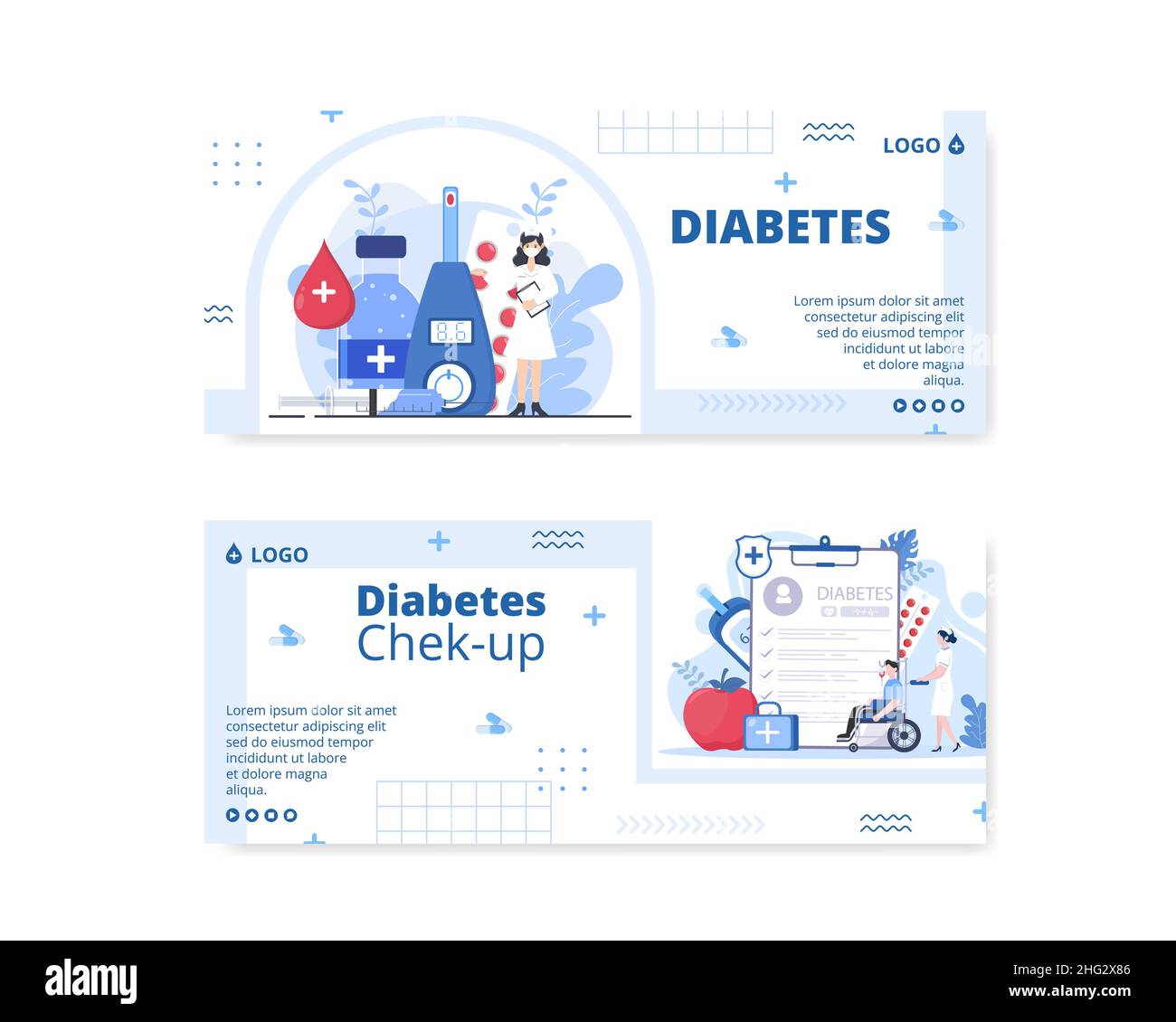 Diabetes Testing Banner Template Flat Design Illustration Editable of
