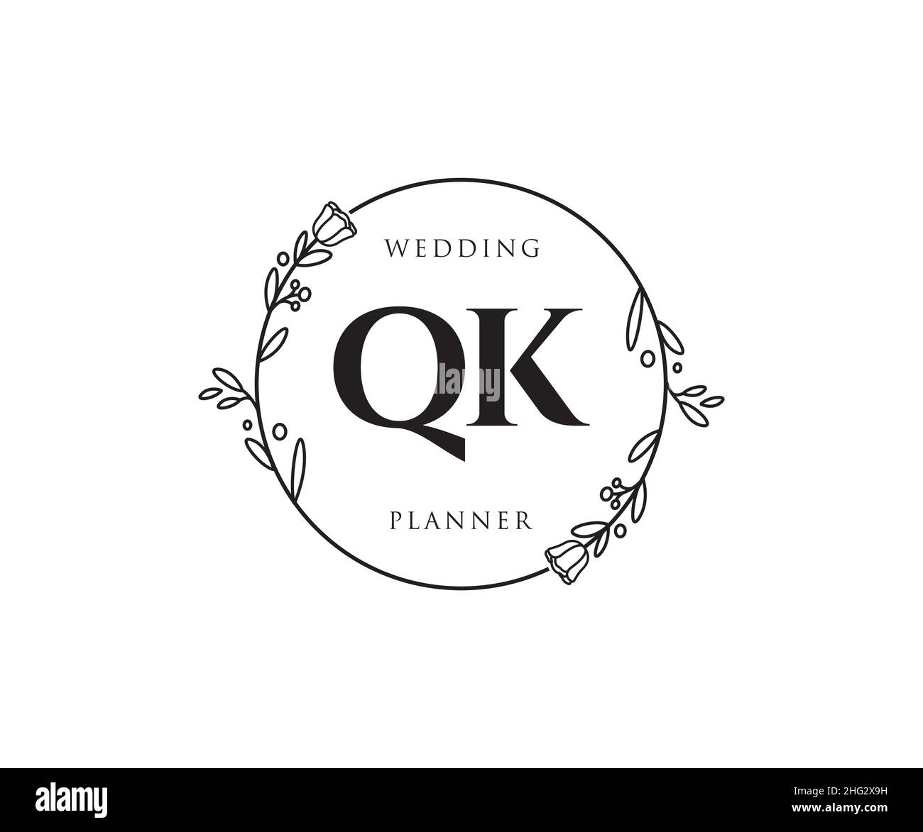 QK feminine logo. Usable for Nature, Salon, Spa, Cosmetic and Beauty Logos. Flat Vector Logo Design Template Element. Stock Vector