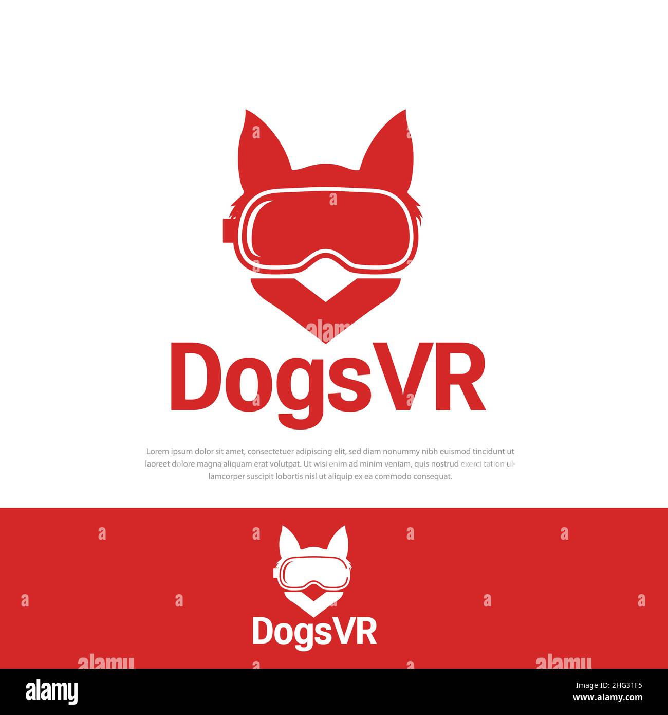V initial red Dog vector logo design, symbol, icon, template Stock Vector