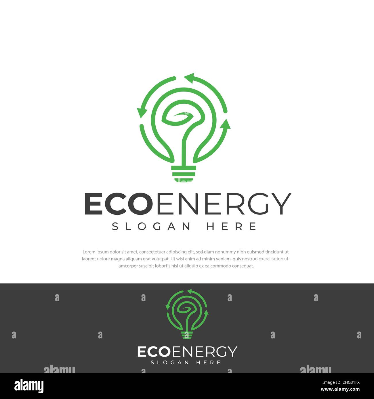 Eco-friendly recycled green energy light bulb logo, symbol, icon,Caring for the environment,Environmentally friendly, world environment day vector des Stock Vector