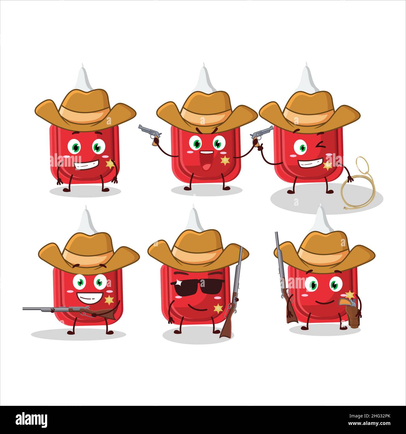Cool cowboy red correction pen cartoon character with a cute hat ...