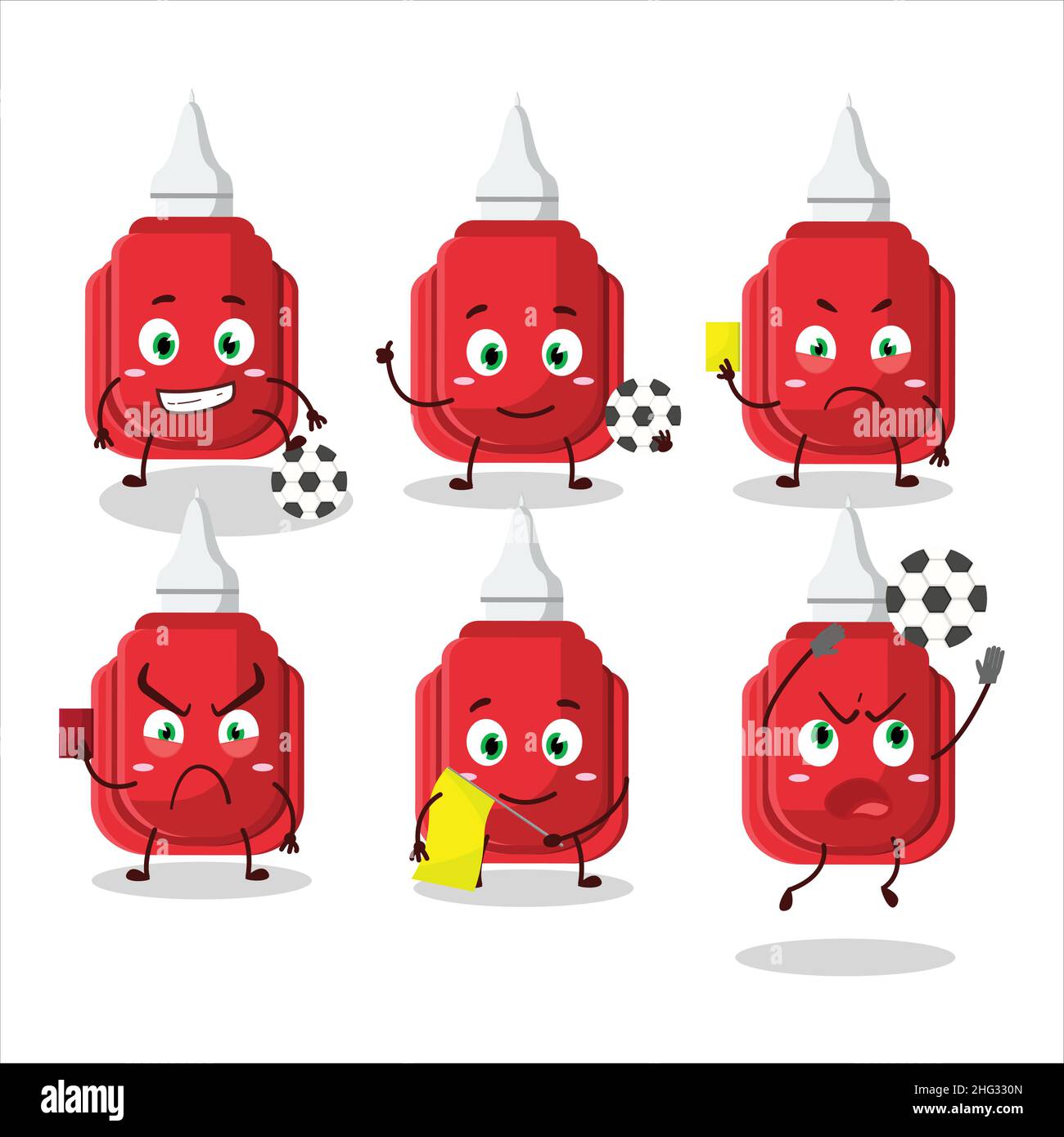 Red correction pen cartoon character working as a Football referee ...