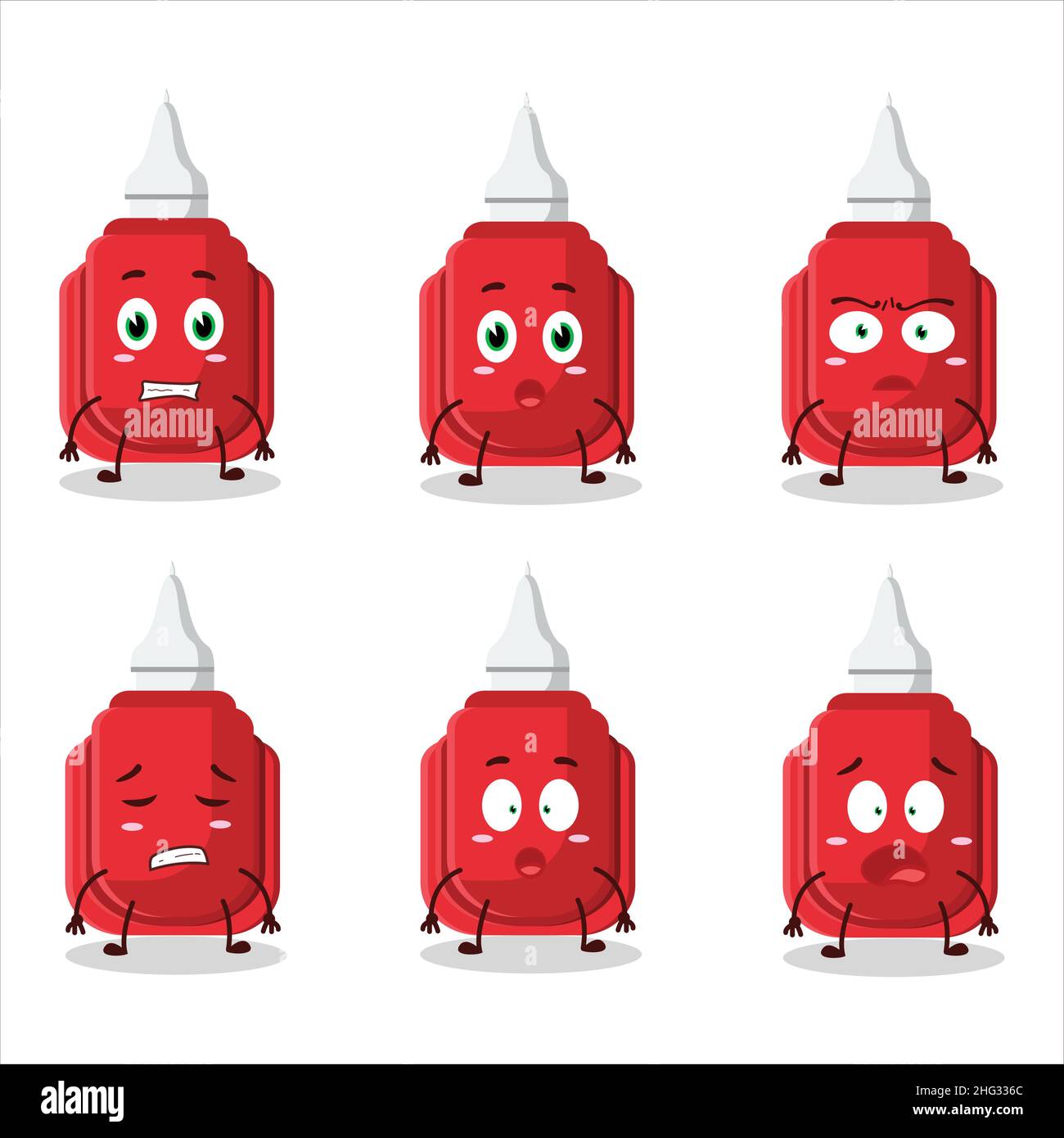 Character cartoon of red correction pen with scared expression. Vector ...