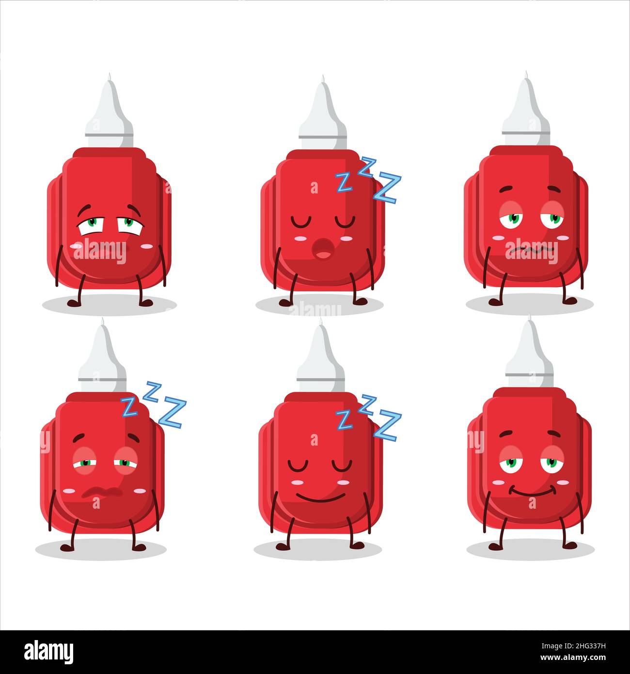 Cartoon character of red correction pen with sleepy expression. Vector ...