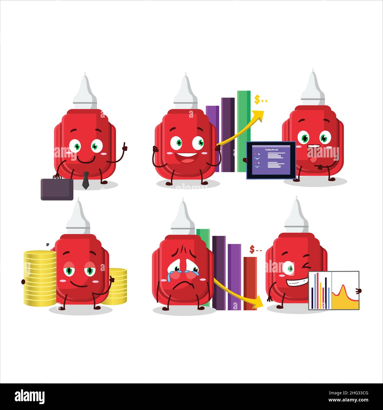 Red correction pen character designs as a trader investment mascot ...