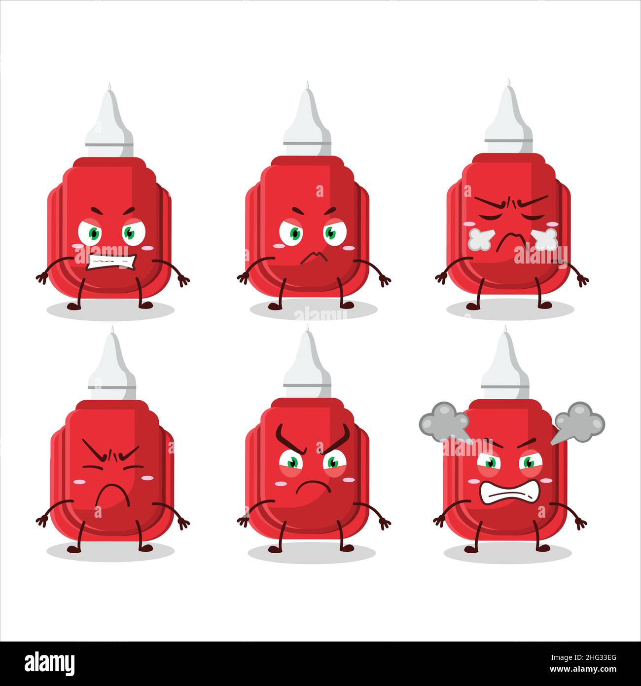 Red correction pen cartoon character with various angry expressions ...