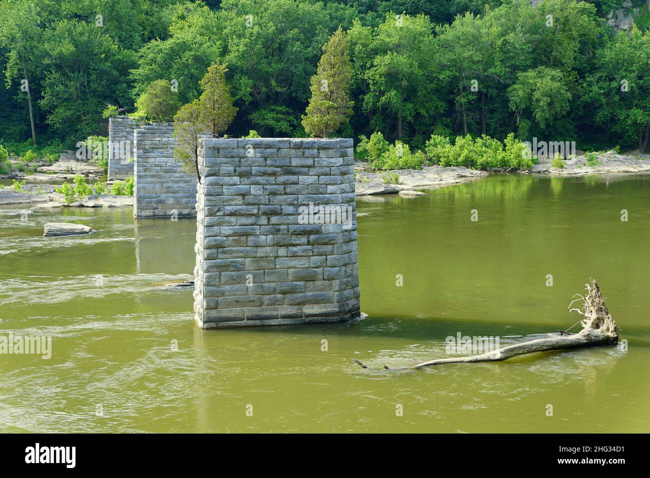 The remnants of the old Appalachian Trail Bridge in Harpers Ferry, West Virginia, U.S Stock Photo