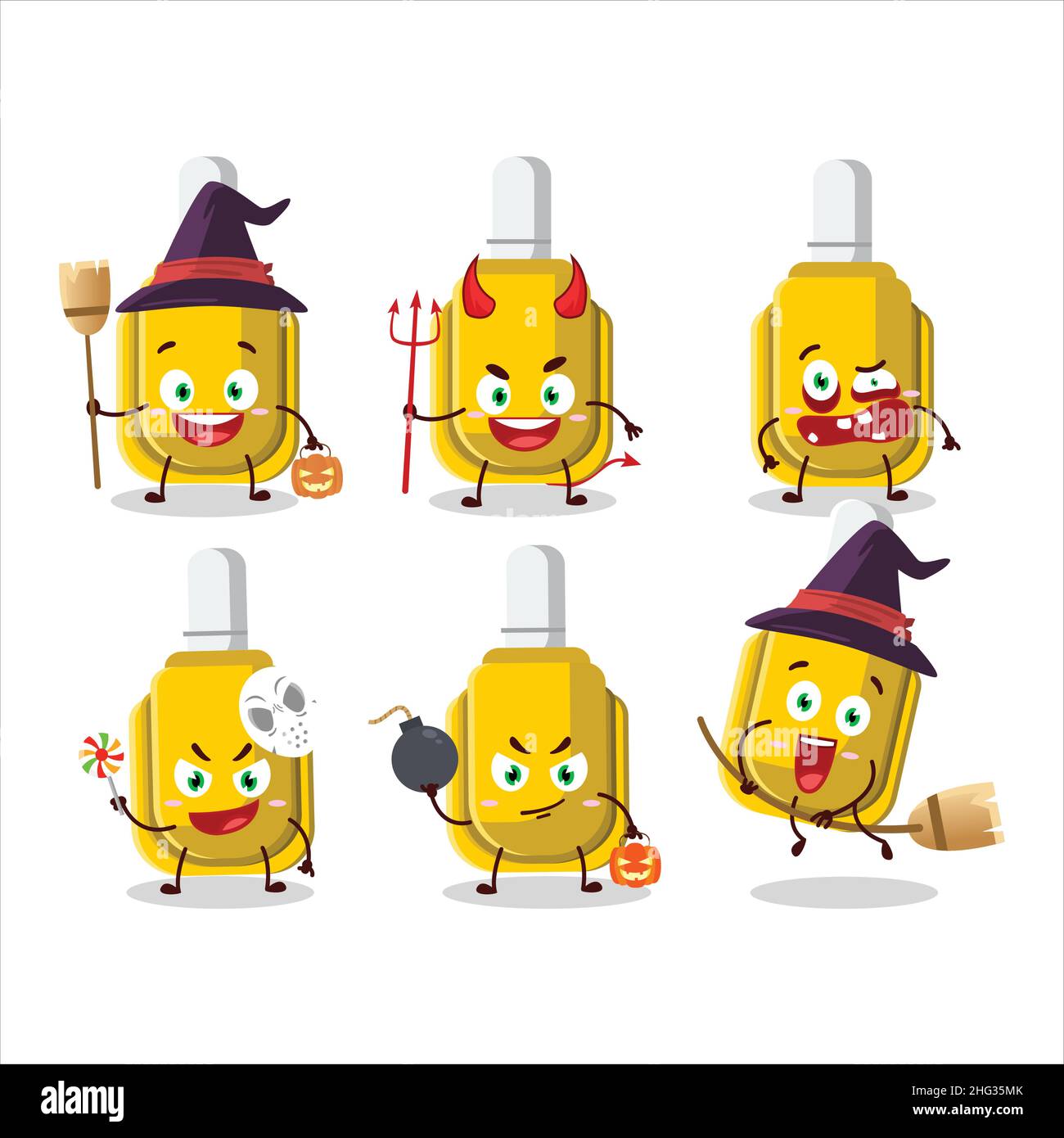 Halloween expression emoticons with cartoon character of yellow ...