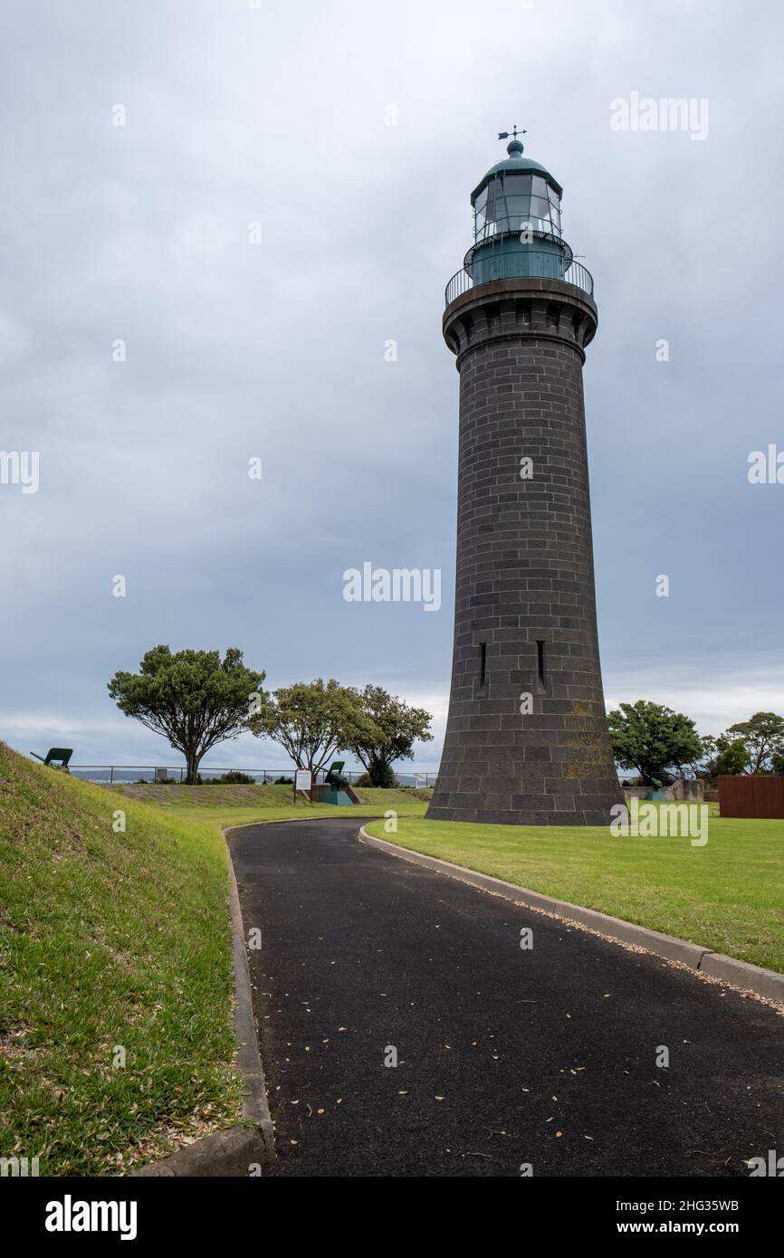 Black Lighthouse in Queenscliff, Victoria Australia Stock Photo