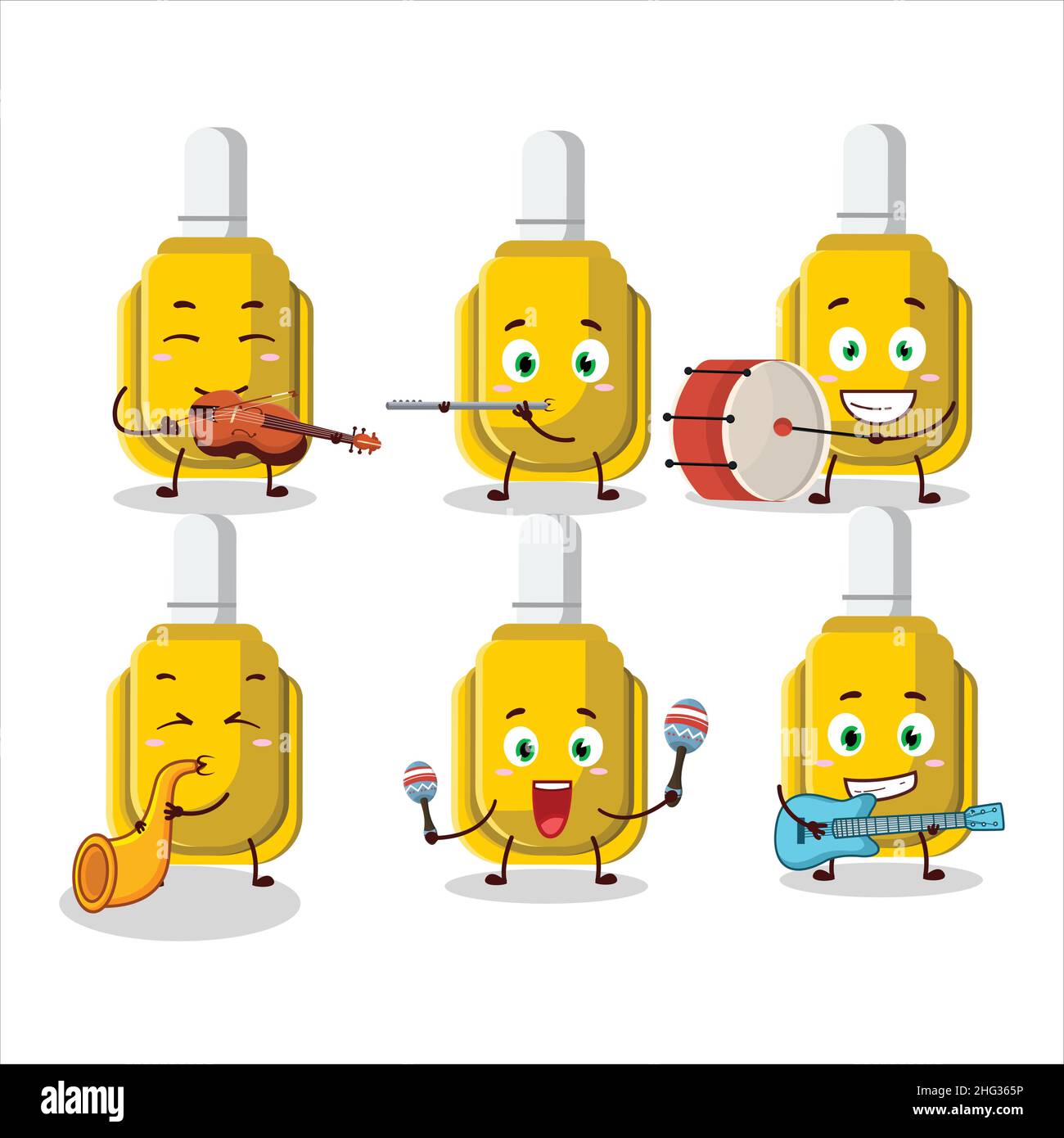 Cartoon character of yellow correction pen playing some musical ...