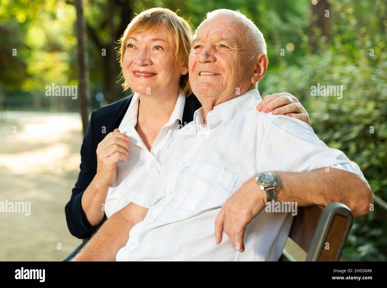 Senior man hugging spanish hi-res stock photography and images - Alamy