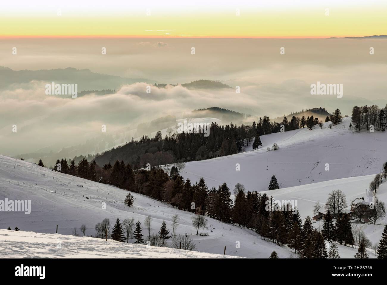 Sonnenuntergang vom Schauinsland, Schwarzwald, Baden-Württemberg, Deutschland Stock Photo