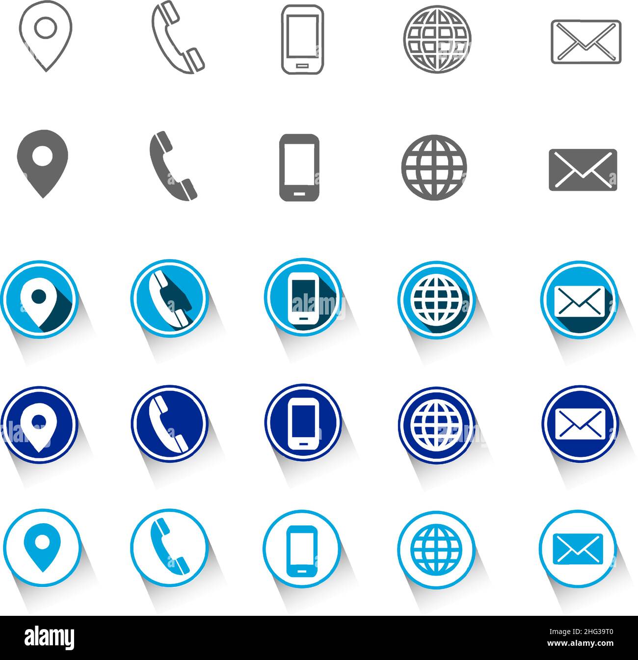 5 different contact information web icon all 25 icons in vector format Stock Vector