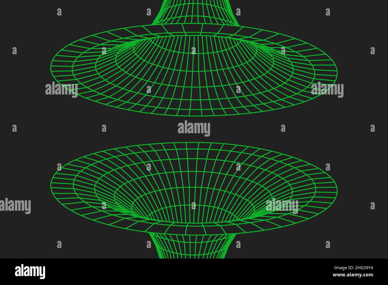Wormhole geometric grid wireframe tunnel flat style design vector illustration. Stock Vector