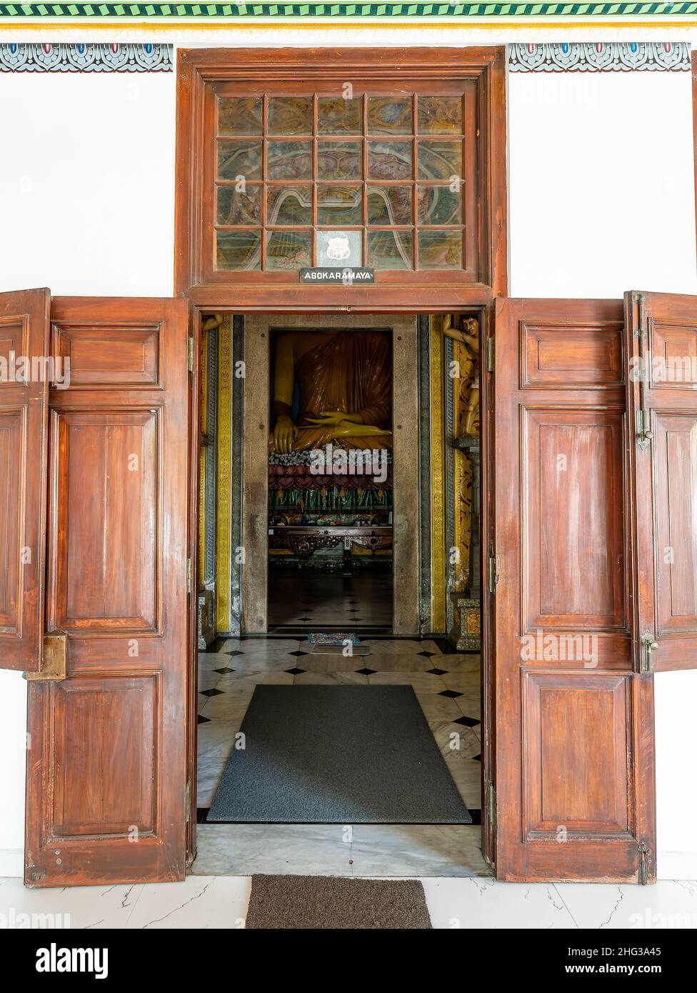 Entrance of Asokaramaya Buddhist Temple, Colombo, Sri Lanka. Stock Photo