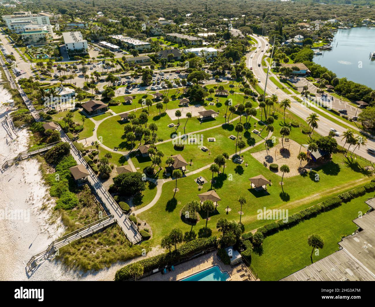 Aerial drone photo Jaycee Park Vero Beach Stock Photo - Alamy