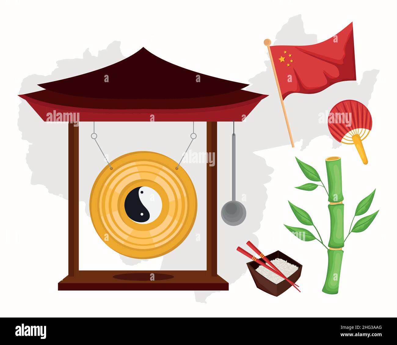 Chinese Culture Five Icons Stock Vector Image Art Alamy