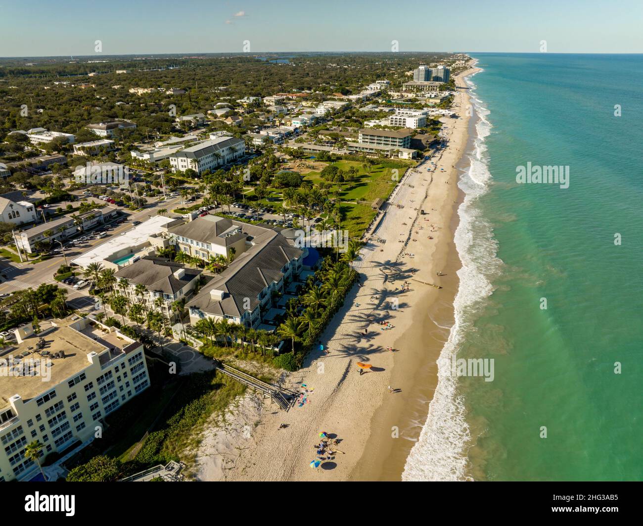 Aerial shot Vero Beach hotels and condominium buildings Stock Photo Alamy