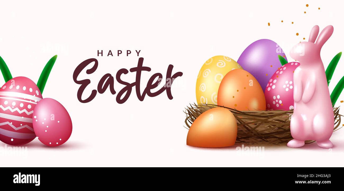 Easter season vector design. Happy easter text with 3d realistic ...