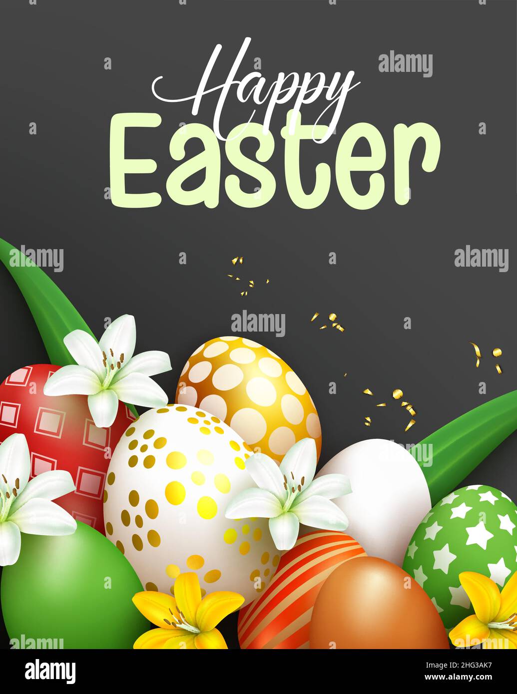 Easter Season Vector Poster Design Happy Easter Greeting Text With 3d