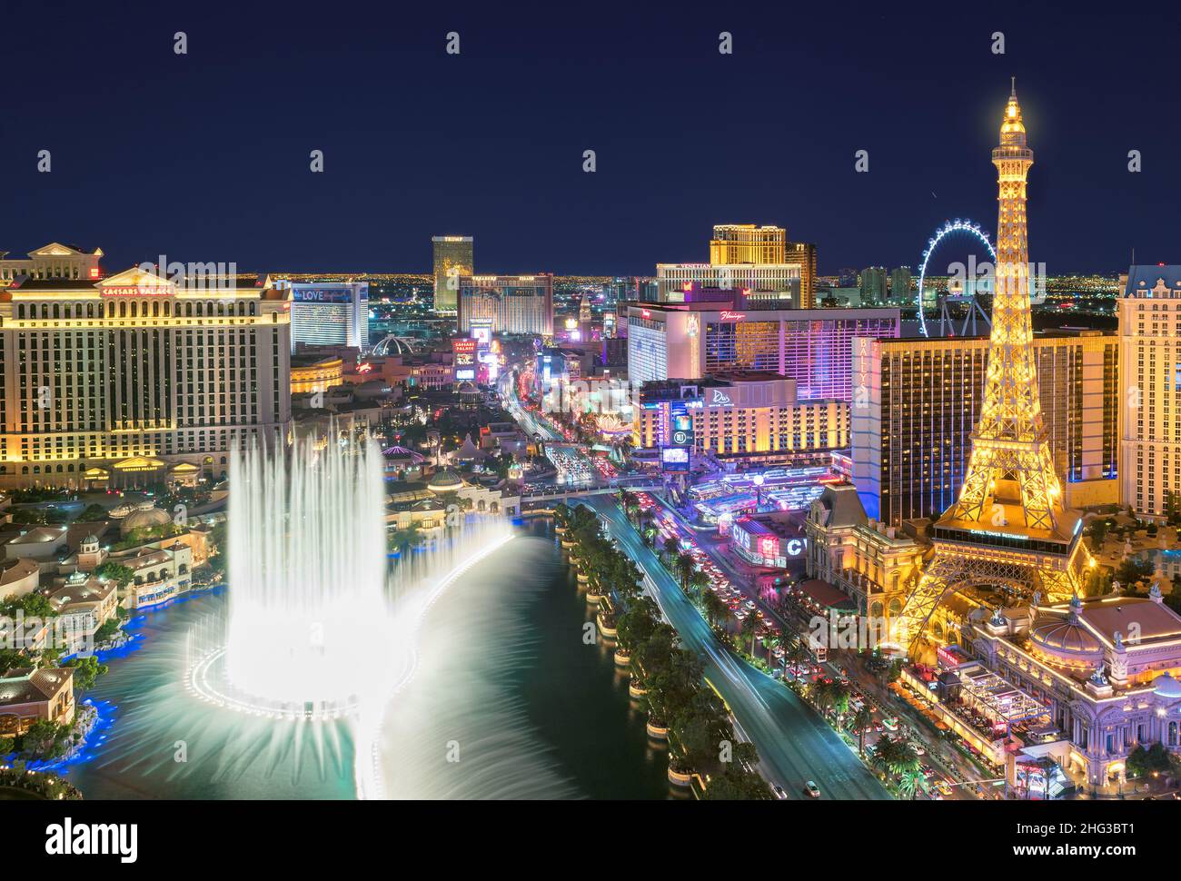 Aerial view of Las Vegas strip at night Stock Photo - Alamy