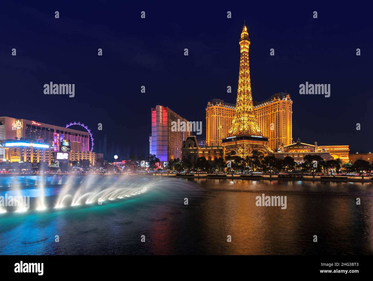 Las Vegas strip skyline at night Stock Photo