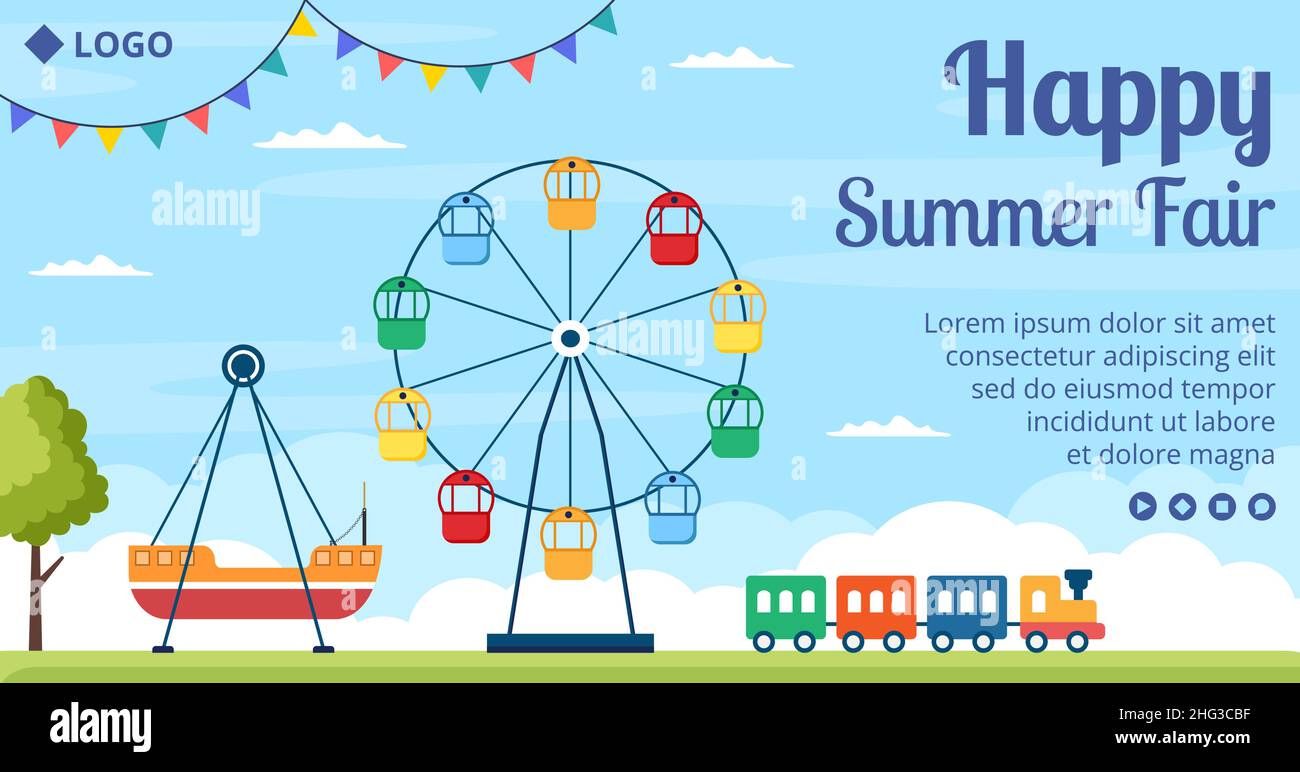 Summer Fair of Carnival, Circus, Fun Fair or Amusement Park Post ...