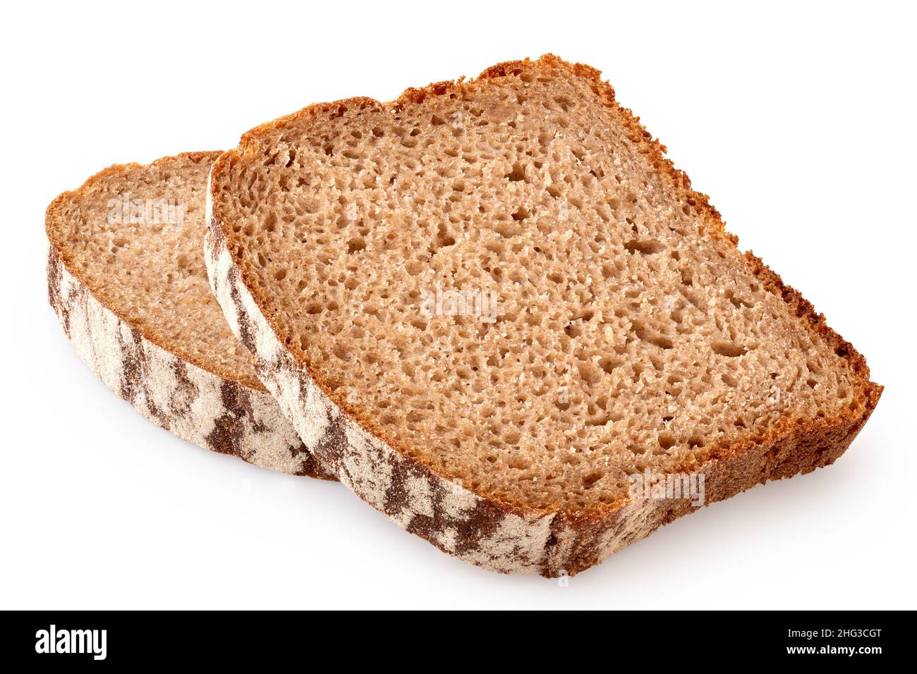 Two slices of rye bread isolated on white Stock Photo - Alamy