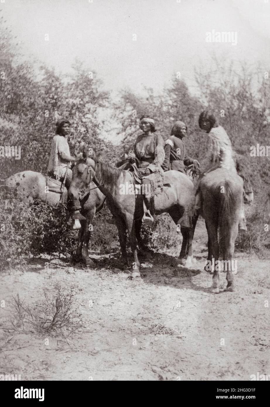 Vintage photo of Indians of the Colorado Valley. Met on the road. USA. 1870-1880 Stock Photo