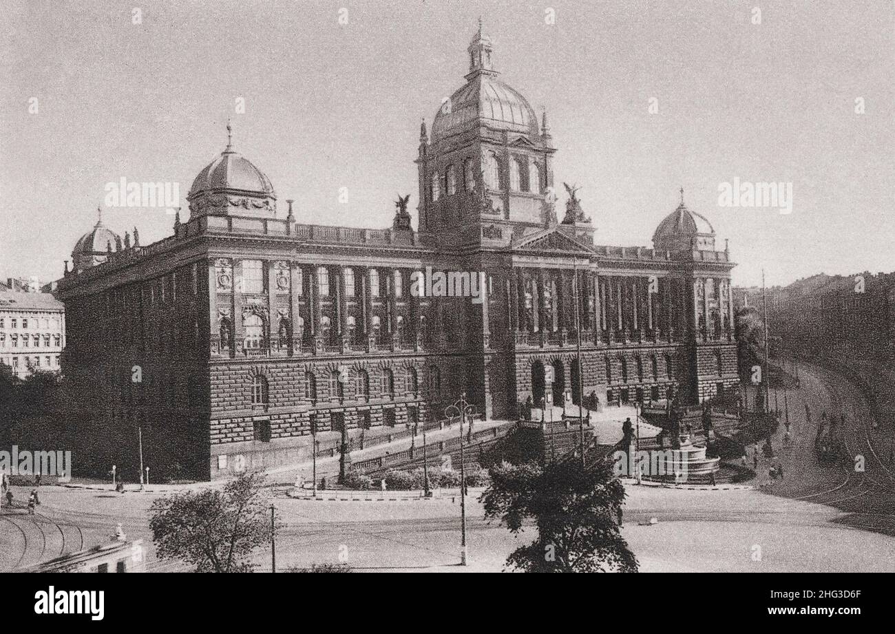 Vintage photo of National Museum in Prague. (Národní muzeum). Austro-Hungarian Empire. 1900s Stock Photo