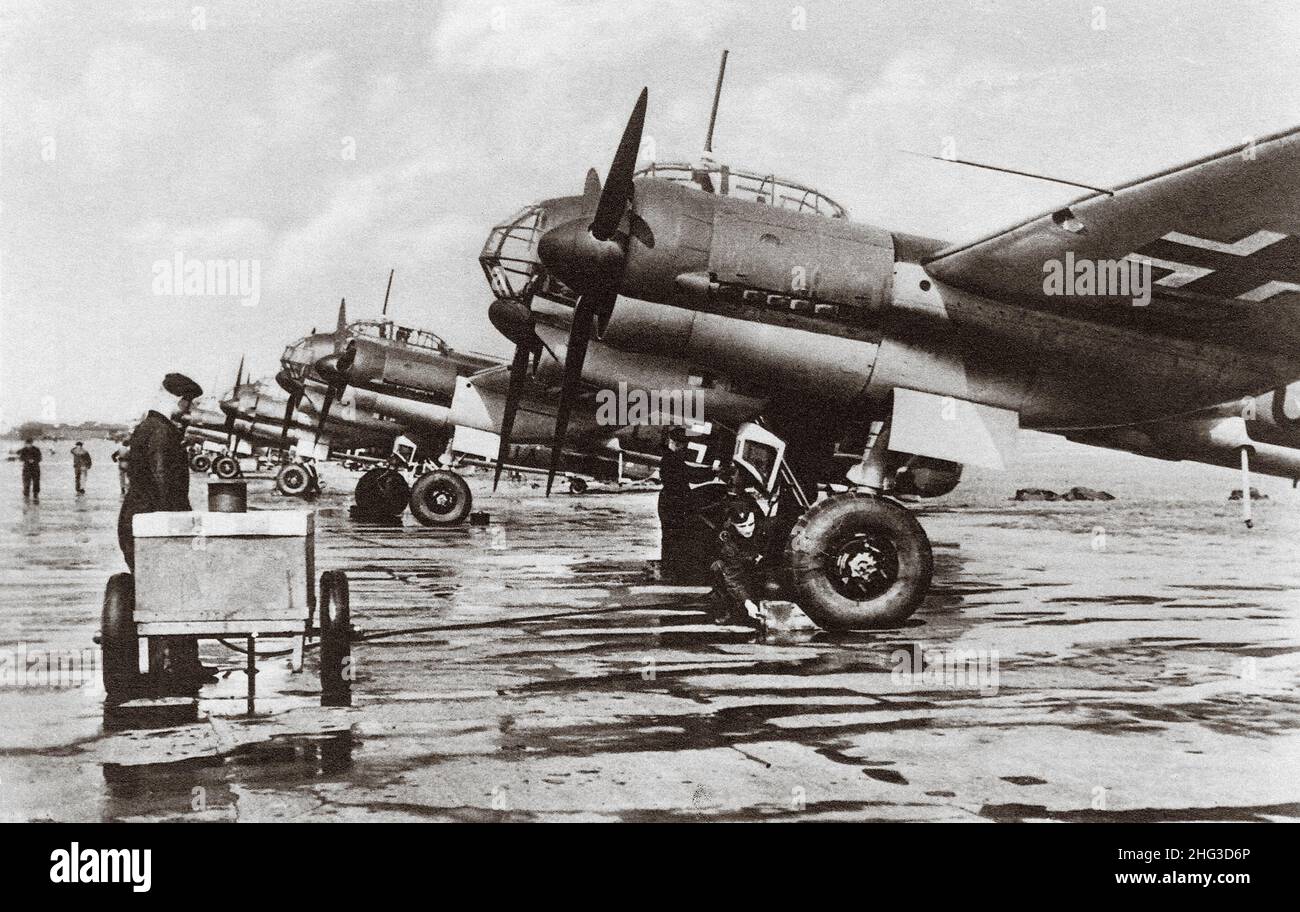 Vintage photo of the Junkers Ju 88 The Junkers Ju 88 is a German World War II Luftwaffe twin-engined multirole combat aircraft. Junkers Aircraft and M Stock Photo