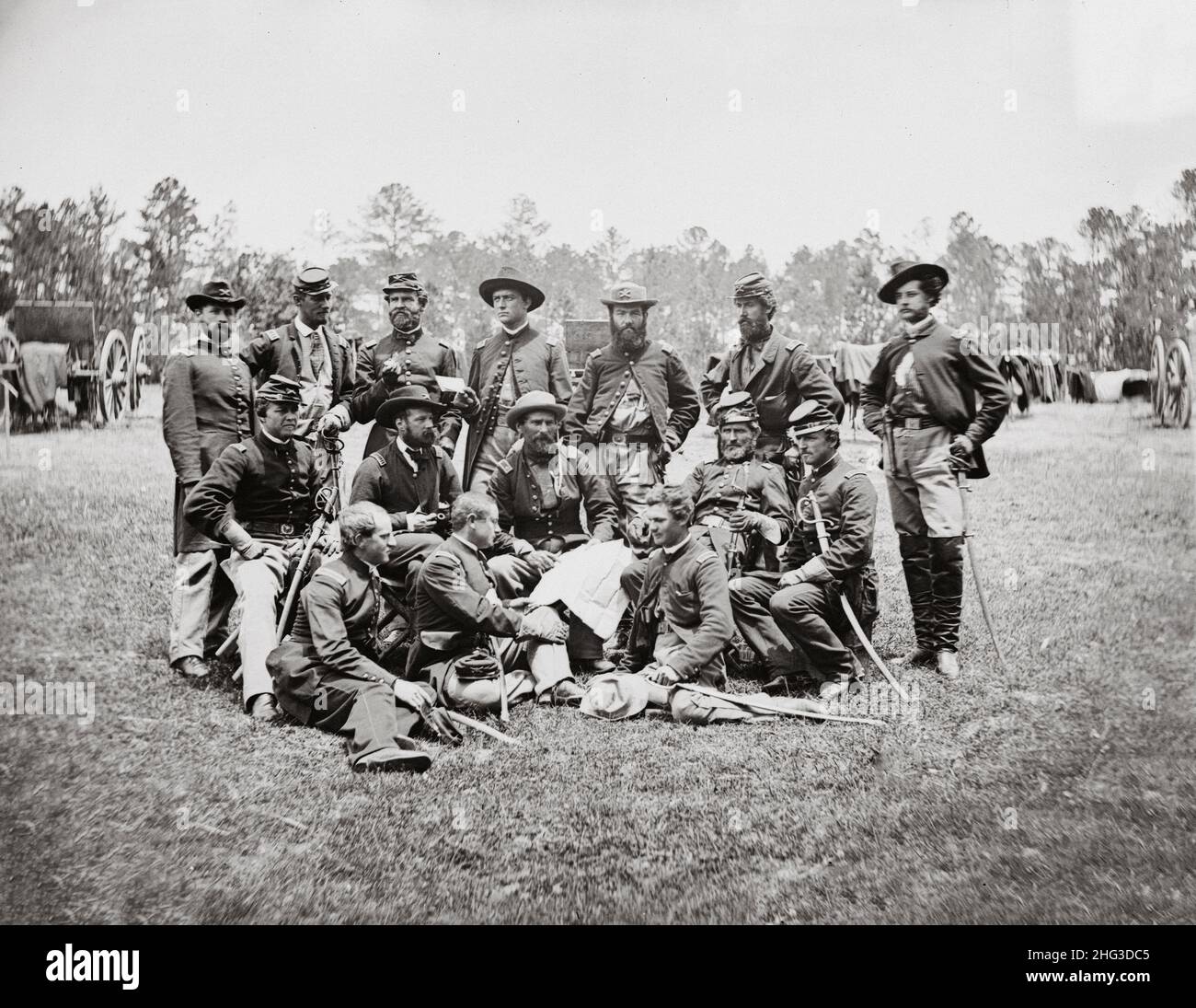 American Civil War, 1861-1865. The Peninsular Campaign. Brigade officers of the Horse Artillery commanded by Lt. Col. William Hays. Fair Oaks, Virgini Stock Photo