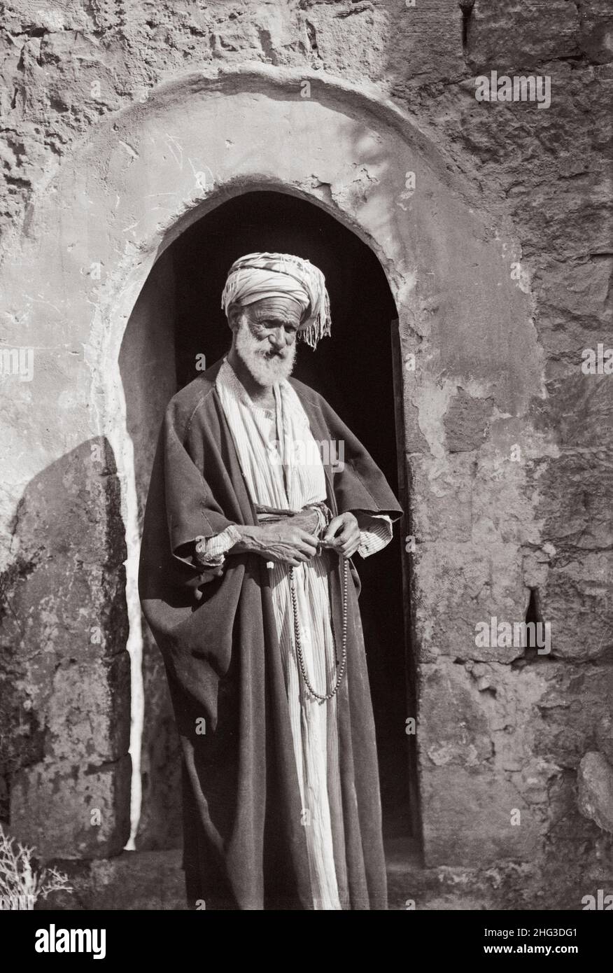 Vintage photo of various types of Palestine, etc. Village sheikh. 1910s Stock Photo