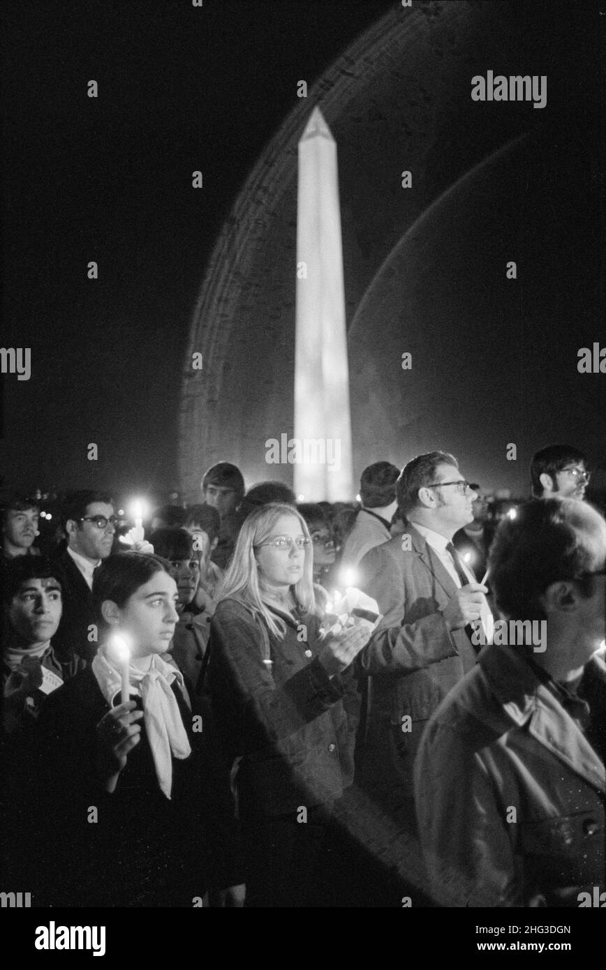 Vintage photo of Peace March, Wash., Monument Grounds. USA. October 15, 1969 Stock Photo