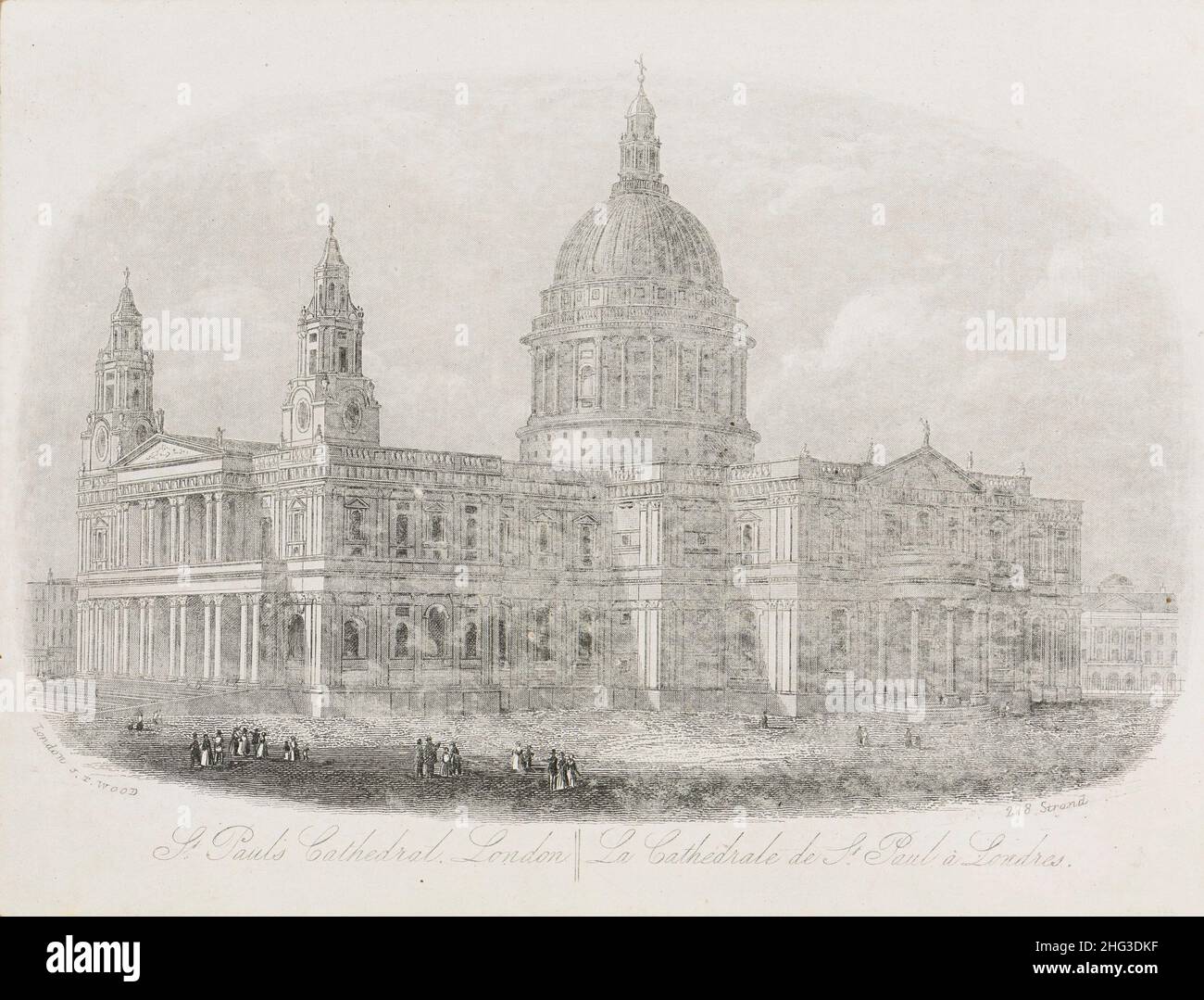 Engraving of St Paul's Cathedral in London. 1862 St Paul's Cathedral is an Anglican cathedral in London. As the seat of the Bishop of London, the cath Stock Photo