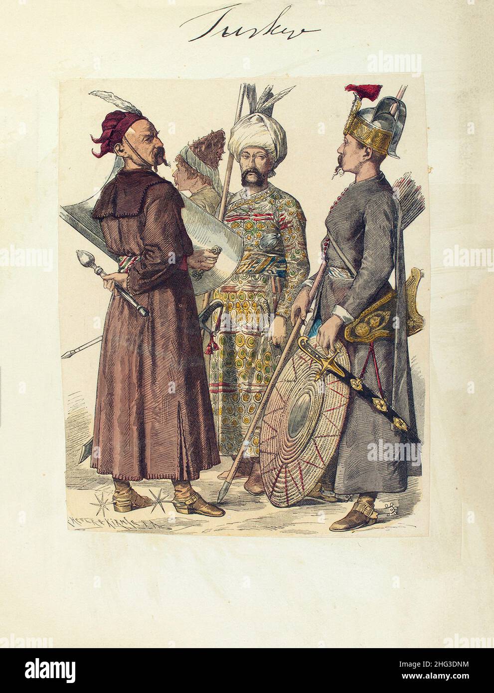 Lithograph of Turkish army (Ottoman Empire) of 1600-1805. 1910 Stock Photo