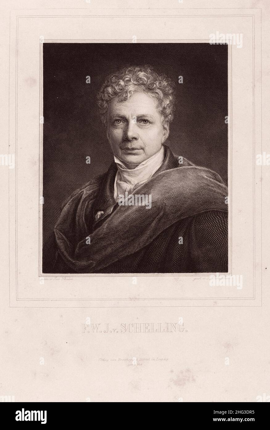 Portrait of Friedrich Wilhelm Joseph von Schelling. 1835-1850, by Lazarus Gottlieb Sichling (1812-1863) – graphic artist. Friedrich Wilhelm Joseph Sch Stock Photo