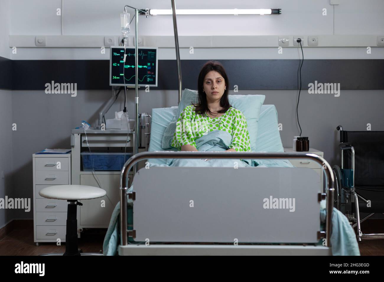 Ill patient treated with saline for hydration from iv drip line