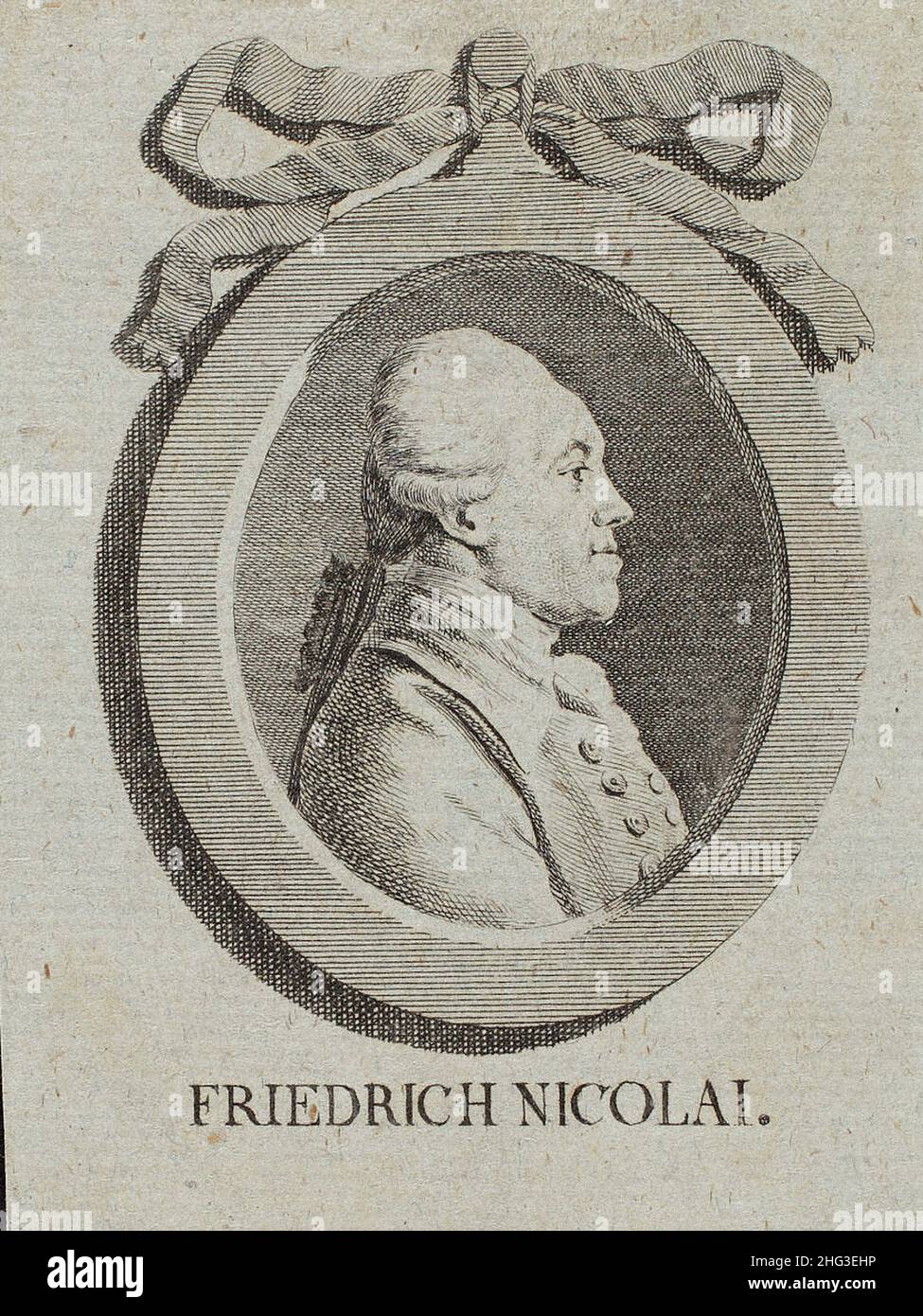 Engraving portrait of Christoph Friedrich Nicolai, 1775 Christoph Friedrich Nicolai (1733 – 1811) was a German writer and bookseller. Stock Photo