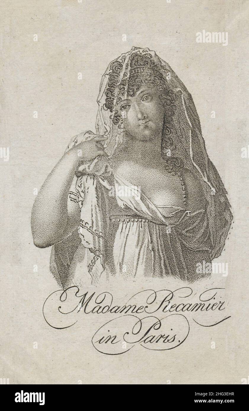 Portrait of Juliette Récamier. 1800 Jeanne Françoise Julie Adélaide Récamier (1777 – 1849), known as Juliette, was a French socialite whose salon drew Stock Photo