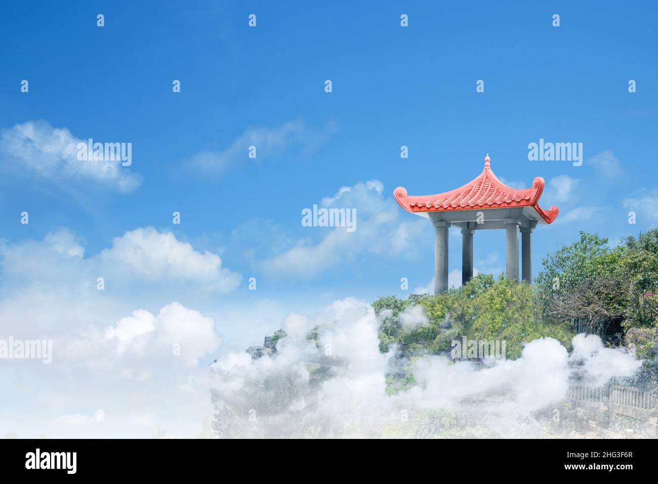 Chinese gazebo building on the park with a blue sky background Stock ...