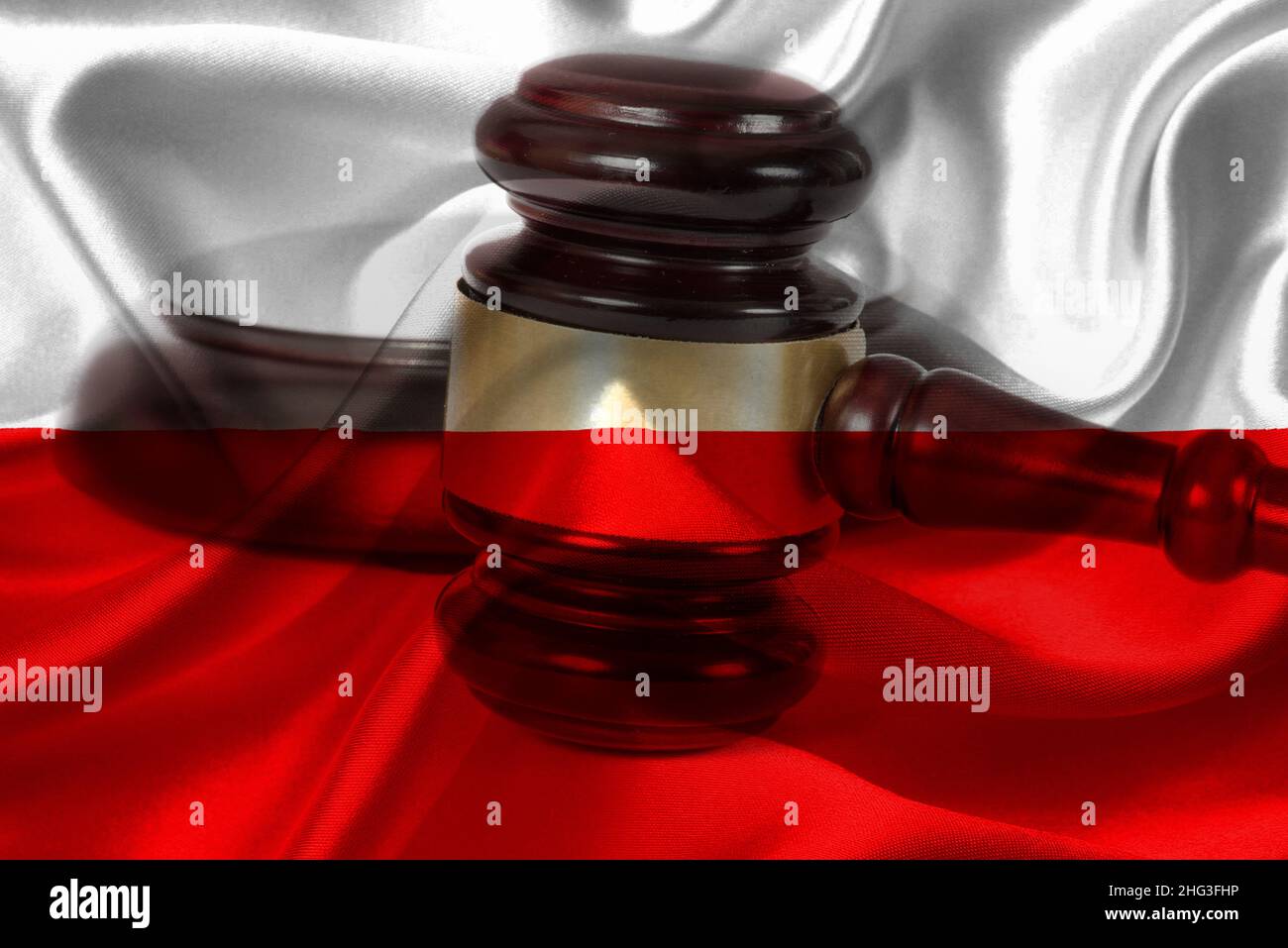 Judge gavel and flag of Poland Stock Photo