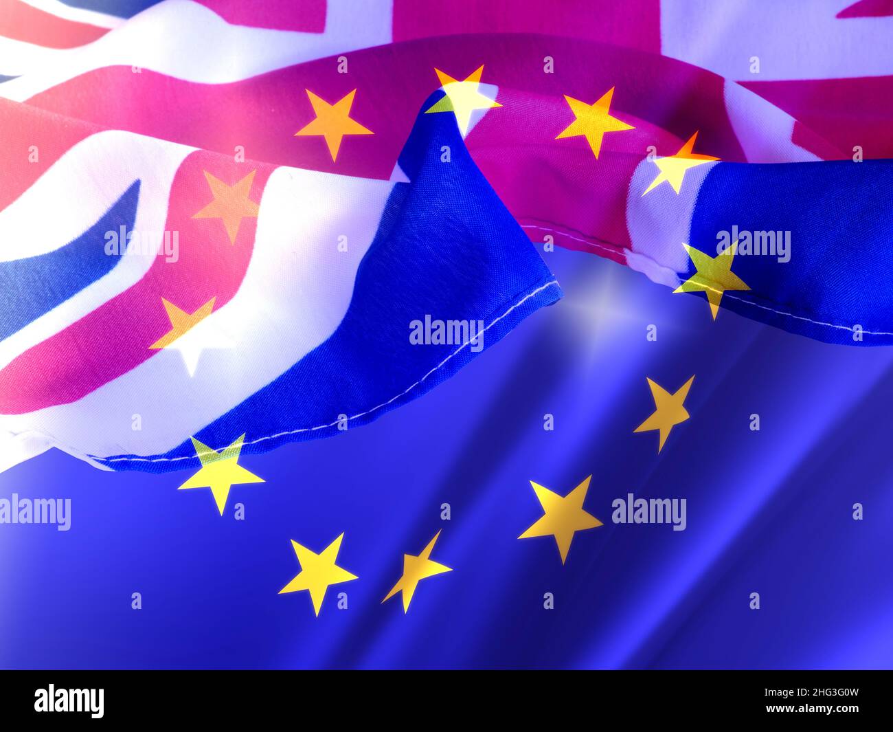 Flags of USA and European Union EU Stock Photo