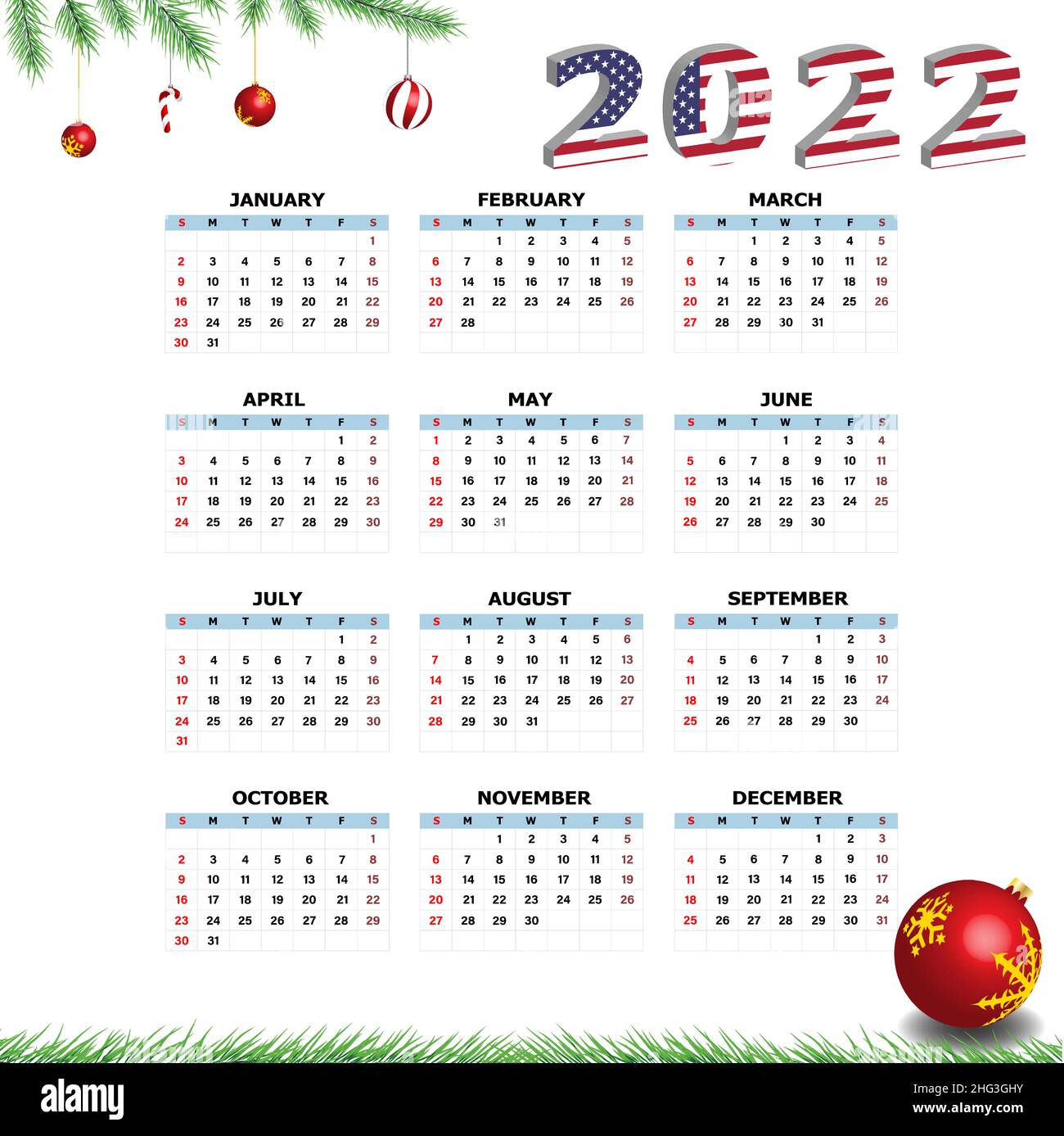 Calendar year 2022 Stock Vector Image & Art Alamy