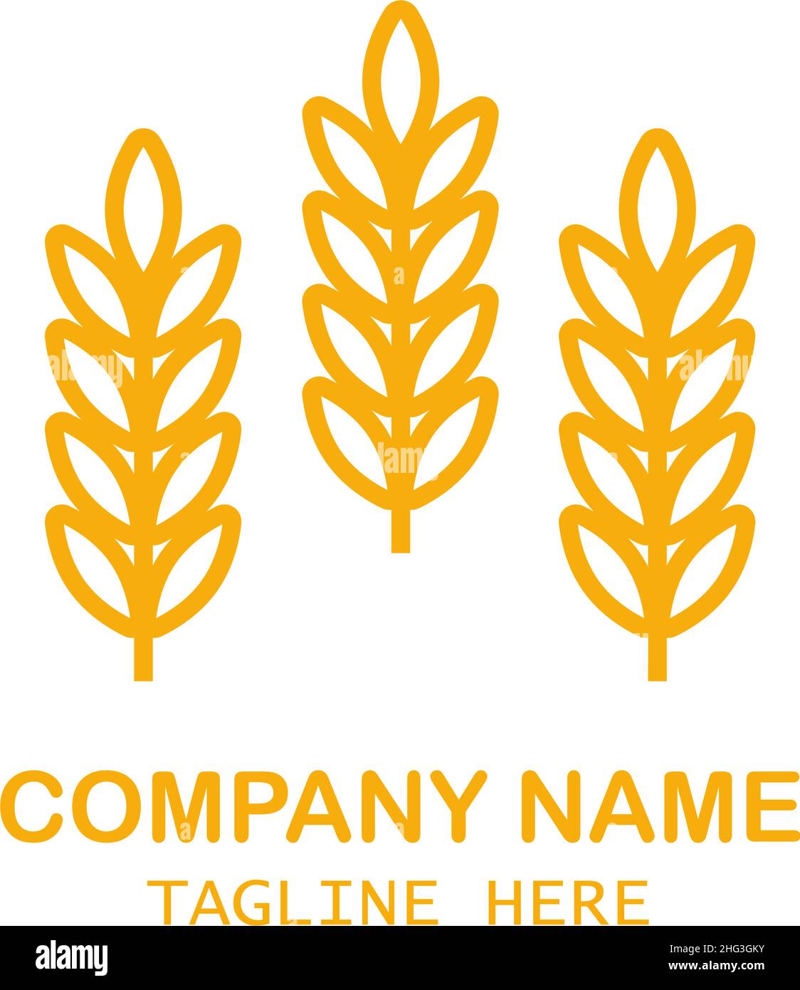 Wheat ears icon vector farm logo template. Line whole grain symbol ...