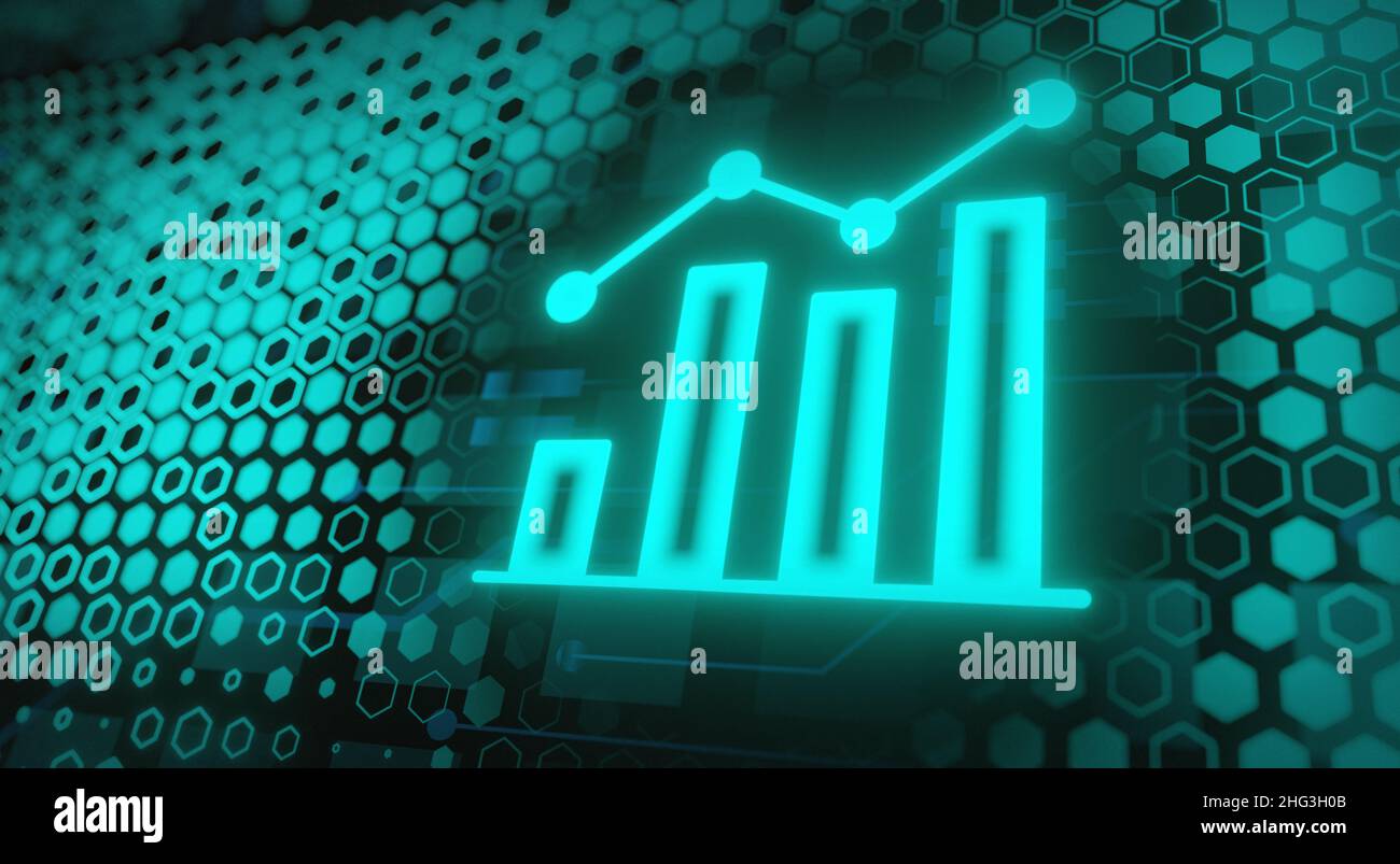 tablet analyzing sales data and economic growth graph chart. Business strategy. Abstract icon. Digital marketing Stock Photo