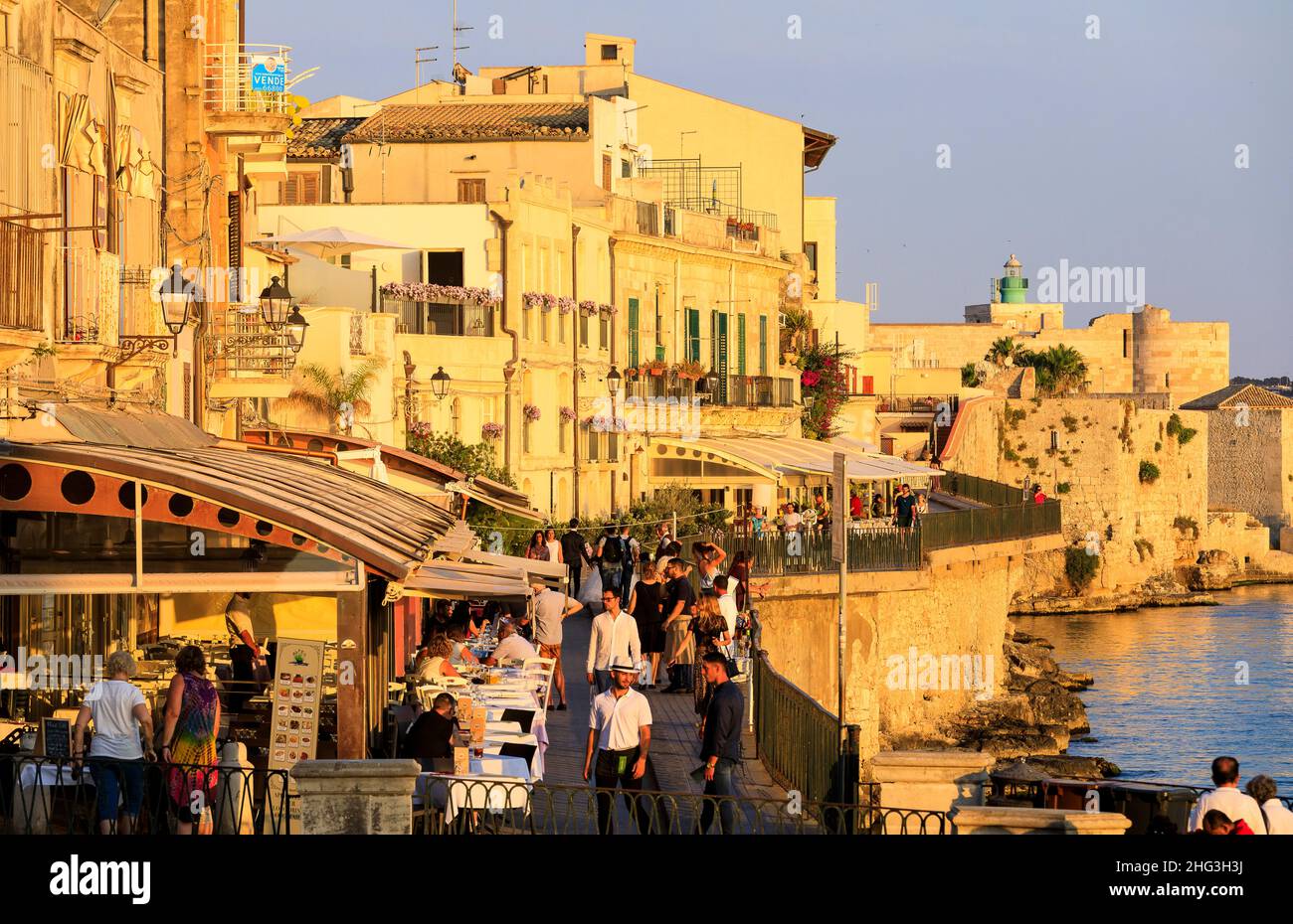 Waterfront, Ortigia, Syracuse, Sicily Stock Photo